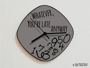 Whatever, you're late anyway / Oval Gray - Wall Clock - Picture 1 of 4