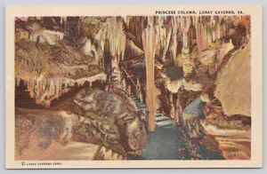Postcard Princess Column Luray Caverns Virginia Karst Caves Linen - Picture 1 of 2