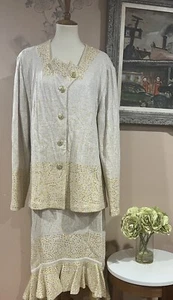 Liorah 2 Piezas Volantes Falda Manga Larga Chaqueta Mezcla Lana Punto Traje Talla 24 - Imagen 1 de 13