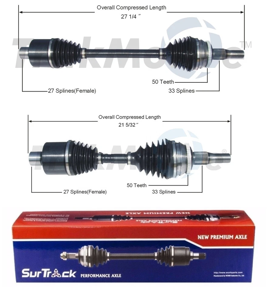 SurTrack Pair Set of 2 Front CV Axle Shafts For Dodge 300M Chrysler Concorde LHS - Image 1 of 1