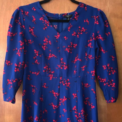 VETEMENTS Abito midi Ann Taylor Factory Petite blu royal rosso floreale manica 3 4 donna 0P
