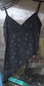 TFNC czarny asymetryczny brokat camisole vintage goth boho rozmiar 10-12