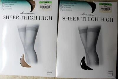 Lote 2 Medias De Colección JC Penney Transparente Caricia Muslo Hasta 1 Off Negro y 1 Arena. Foto 1 de 2
