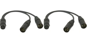 Set Of TWO Female To 2 Male XLR Y Cables For Studio Electronics VU Panel, Etc. - Picture 1 of 1