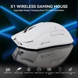 ATTACK SHARK X1 Tri-mode Gaming Mouse with Touchpad RGB Charging Dock PAW3395PRO - Picture 1 of 11