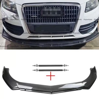 For Audi Q3 Q5 Q7 Front Bumper Lip Spoiler Splitter + Strut Rods Carbon Fiber Foto 1 de 4