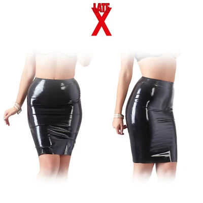 Late X - Sexy Fitted Natural Latex Skirt Mini Erotic Gonna in Lattice Aderente