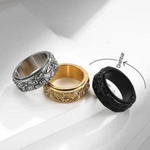Anillo Giratorio Ojos Acero Inoxidable 9mm Ancho Mujer Hombre Anillo Giratorio - Imagen 1 de 5