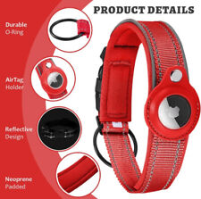 Padded Dog Collar for AirTag Reflective Durable Exclusive for Air Tag Red M