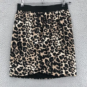 Vince Camuto Skirt Womens Medium Black Leopard Mini Faux Wrap Stretch Pull On - Picture 1 of 9