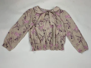 Hartstrings Poodle Paris Scenic Tie Neck Blouse Top 5 Girls - Picture 1 of 3