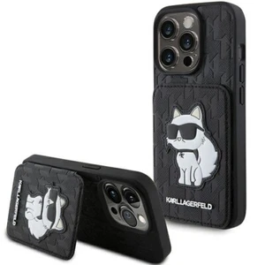 Funda iPhone 15 Pro Karl Lagerfeld ajustable gato cuero sintético negra - Imagen 1 de 7