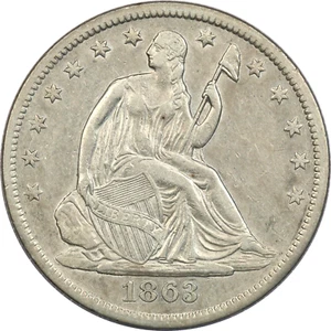 1863-S Seated Liberty Half Dollar 50C, About Uncirculated AU - Picture 1 of 2