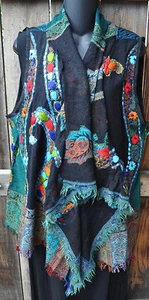 ART TO WEAR REVERSIBLE SOFT WOVEN WOOL VEST BY ANU, "SAVANNAH", SIZES SM,MED - Picture 1 of 6