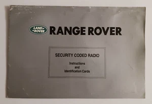 Vintage Range Rover Instructions & Identification Card For Security Coded Radio - Imagen 1 de 2