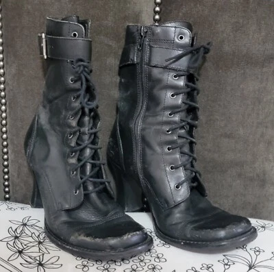Bakers Womens High Heel Gothic Vintage Witch Zip Black Square Toe Boots US 7B - Image 1 of 4