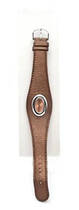 Woman's Wristwatch by Oui-Bee Art oval copper-colored face leather band - Picture 1 of 2