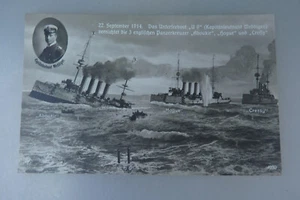 Postkarte Weddingen  auf U 9 vernichtet 3 englische Panzerkreuzer 1914 (96864) - Bild 1 von 2