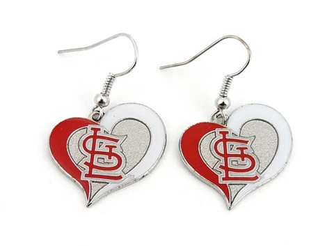 St. Louis Cardinals Swirl Heart Earrings MLB New Cover
