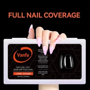 Vanfa Soft Gel Tip for Nail Extensions, Gel x Tips (Long Round) - Picture 1 of 5