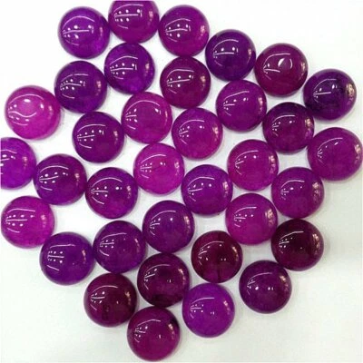 20Pcs 12mm Purple Malay Jade Round Cab Cabochon Ring jewelry accessories EE233 - Image 1 of 2