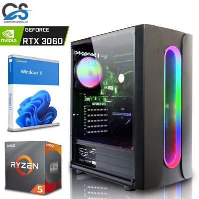 Gaming PC Ryzen 5 4500 @4.1 Turbo CPU 12GB RTX 3060 1TB SSD +2TB 16GB RAM Wins11 - Image 1 of 4