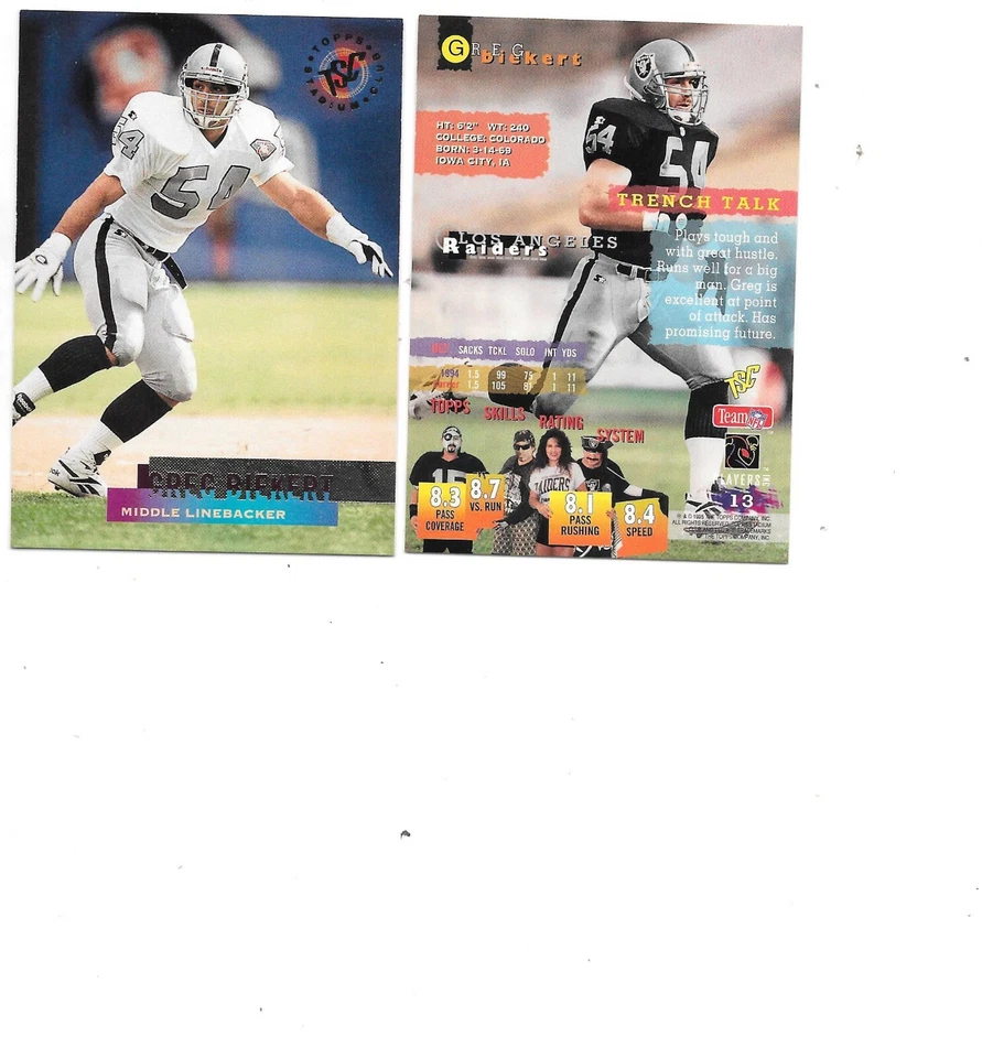 Greg Biekert 1995 Topps Stadium Club Football Card #13 Los Angeles Raiders - Image 1 of 1