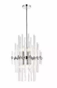 Sputnik Glass Rods Dining Room Kitchen Chrome Chandelier Lighting Fixtures 17 in - Picture 1 of 9