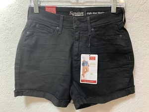 NWT Signature By Levi Strauss Women’s Size 4 Black High Rise Stretch Shorts - Picture 1 of 8