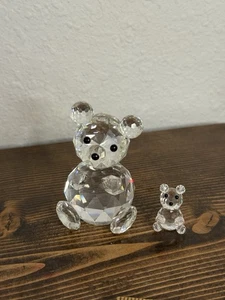 Swarovski Teddy Bear Crystal Figurine Large With Small Baby Bear - Picture 1 of 6
