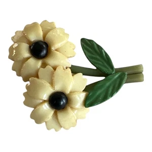 Vintage Celluloid Realistic Flower Button Marian Weeber Design 1940's ~ 1-1/8" - Picture 1 of 2