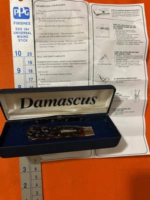 Cuchillo Remington EE. UU. 1998 Damasco como nuevo/caja hueso plata esterlina bala R1173-D Foto 1 de 4