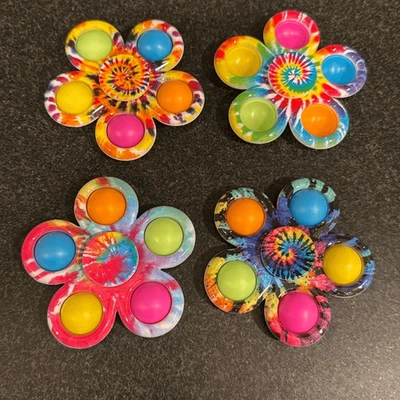 4 Tie-Dye Fidget Spinner Set- Sensory Stress Relief Toys for Kids & Adults - New - Image 1 of 4