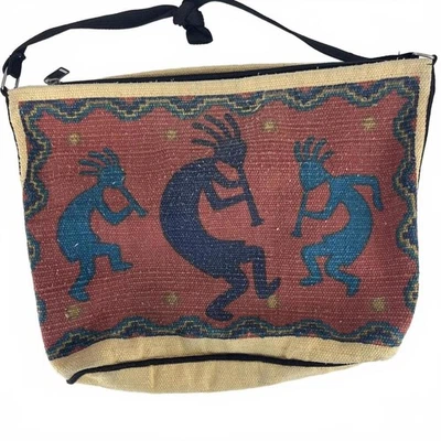 Yoki Artisan 编织单肩包多彩部落印花帆布拉链包 — 第 1/4 张图片