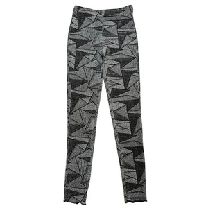 Silver Black High Waist Metallic Leggings Women’s M Shiny Glimmer Club Party - Picture 1 of 6