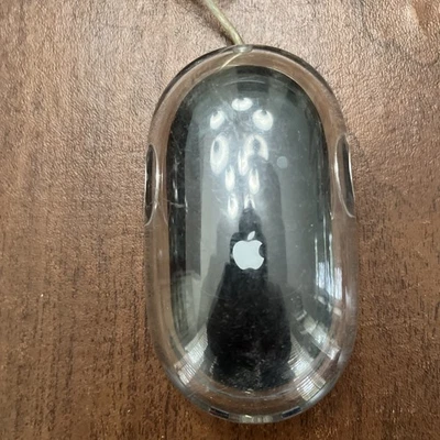 Apple Pro Mouse M5769 Wired USB Optical Mouse 24” Cord Tested Works Clear/Black - Image 1 of 3