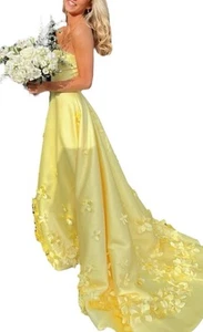 Sherry Hill Yellow Floral Formal Dress Train Size 0 Prom Wedding Read Descriptio - Picture 1 of 20