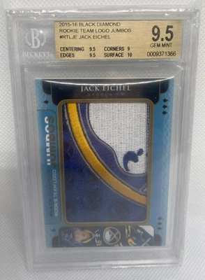 2015-16 UD Black Diamond Jack Eichel #RTL-JE RC Team Logo Jumbos Beckett BGS 9.5 - Image 1 of 4