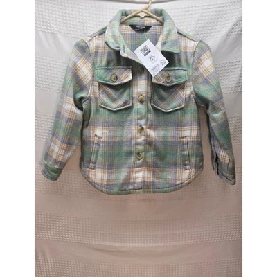Member's Mark Girls Shacket Jacket Size S 6-6X Green Plaid 6717 - Image 1 of 4