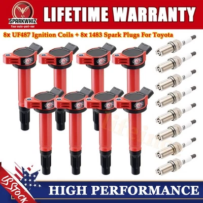 8pcs Ignition Coil + 8pcs Spark Plug KIT For Toyota Sequoia Land Cruiser V8 5.7L - Image 1 of 4