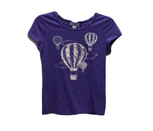 Justice Girls Size 7 Shirt Hot Air Balloons With Glitter Lace Criss Cross Back - Picture 1 of 6