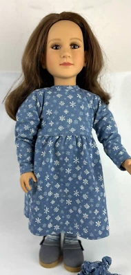 MY TWINN Doll 23" 1999 Brown Hair + Eyes Medium Skin Blue Snowflake Dress - Image 1 of 4