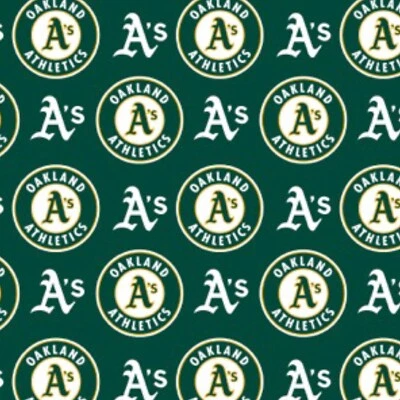 33"L x 60"W MLB Oakland Athletics A's Logo Green Cotton Fabric 33 inches  - Image 1 of 2