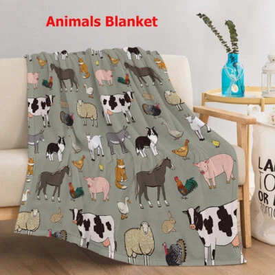 Various Soft Animals Blanket Durable Gift Couch Camping 30"x40"/50"x60"/60"x80" - Image 1 of 4