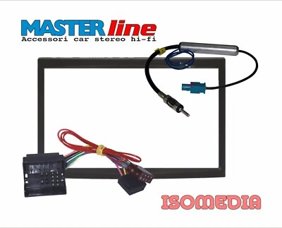 MASCHERINA RADIO DUE DIN PER PEUGEOT PARTNER. CONNETTORE ISO E ANTENNA - Immagine 1 di 4