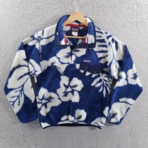Patagonia Synchilla Snap T Mens XS Floral Hawaiian Blue Fleece Pullover Sweater - Picture 1 of 16