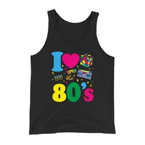 I Love The 80s Vest 1980s Fancy Dress 80's Party Gift Men Women Unisex Tank Top - Picture 1 of 9