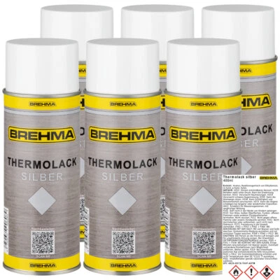 6x Thermolack Ofenlack Auspufflack hitzebeständig silber bis 600°C Spray - Bild 1 von 3