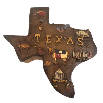 Texas Shaped Resin Rustic Trinket Box with Cute Armadillo Inside Red White Blue - Image 1 of 4