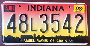 VINTAGE INDIANA 1998 (1995) METAL AUTOMOBILE LICENSE PLATE- AMBER WAVES OF GRAIN - Picture 1 of 1